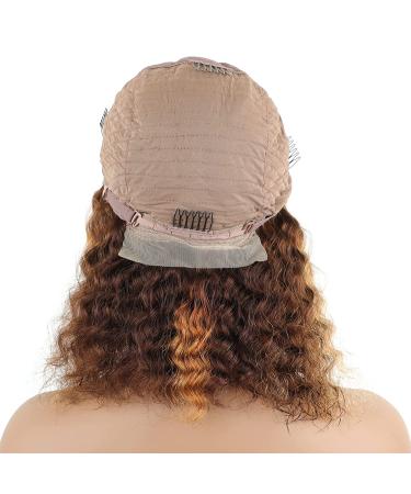 Highlight Short Bob Human Hair Wigs - 12 Inch Curly Lace Closure Wig for Black Women - Buy Online on GoSupps.com