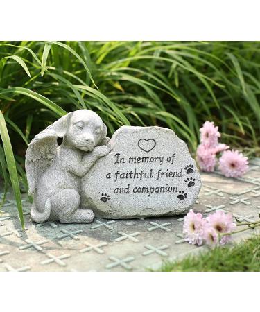 Sleeping Dog Angel Memorial Statue | Outdoor Dog Grave Marker | Sympathy Gift for Loss of Pet | Antique Stone Finish 8.86 inch - Buy Online on GoSupps.com