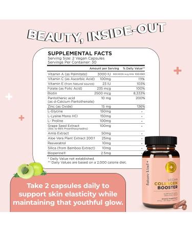 Future Kind Vegan Collagen - Supports Collagen Production with Biotin and Vitamin C (60 Capsules in Glass Bottle) - Buy Online on GoSupps.com