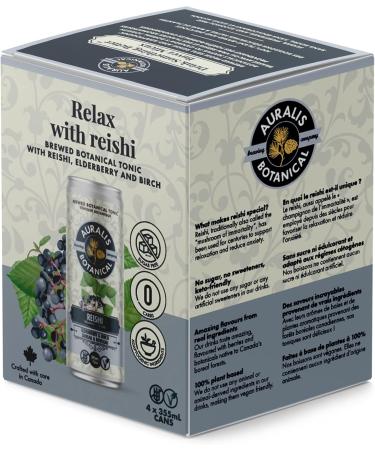 Auralis Botanical Tonic with Reishi Mushroom Elderberry & Birch (Pack of 4) Craft brewed with real functional mushrooms | Packed full of vitamins and minerals | NO Sugar or sweetners | Zero Carbs and gluten free| Made with natural distilates that deliver  - Buy Online on GoSupps.com