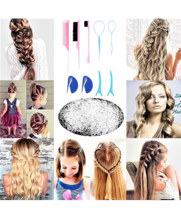 79style Hair Elastic Set with 1000 Clear Rubber Bands, Cutter, Teasing Brush, Comb, Edge Brush, Clips, Topsy Tail Tool - for Toddlers and Braiding - Buy Online on GoSupps.com