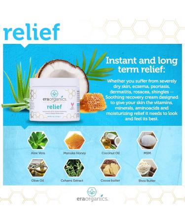 Era Organics Eczema Psoriasis Dermatitis Moisturizer Cream 8oz - Non-Greasy Calming Lotion with Aloe Vera & Manuka Honey for Dry Itchy Skin - Buy Online on GoSupps.com