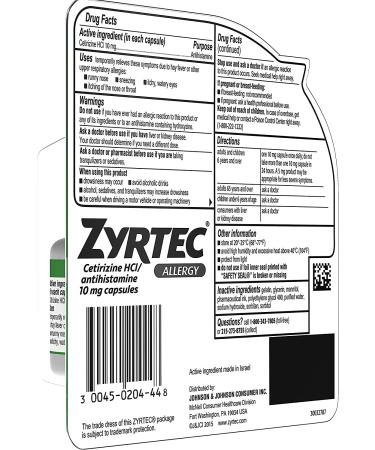 Zyrtec 24 HR Indoor/Outdoor Allergy Relief Liquid Gels - 40 ct - Cetirizine HCI Antihistamine - Buy Online on GoSupps.com