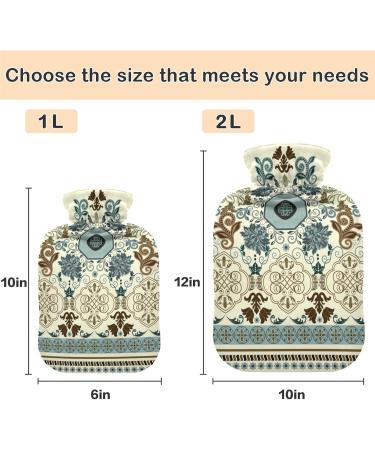 NAANLE Striped Boho Paisley Hot Water Bottle - 1L Transparent Heat & Cold Therapy for Bed Hand & Foot Pain Relief - Buy Online on GoSupps.com