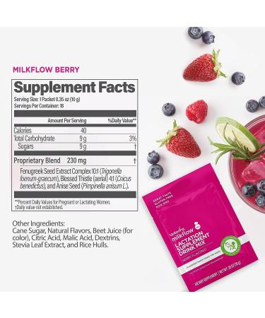 UpSpring Milkflow Lactation Supplement Drink Mix - Berry Flavor | 18 Servings - Buy Online on GoSupps.com