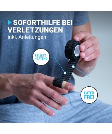 TrueTape Finger Pavement | 8x Rolls Self-Adhering Plasters for Fingers (2.5cm x 4.5m) | Black Dirt-Repellent Narrow Adhesive Tape - Buy Online on GoSupps.com