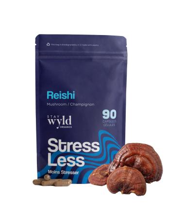 Stay Wyld Organics - Reishi Mushroom Supplement Capsules - 100% Canadian Grown Mushrooms Organic Reishi Mushroom Supplements For Mental Wellness and Calm - 90 Capsules