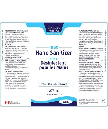 6 x 237 mL Maxion Antibacterial Hand Sanitizer Gel 70% Ethyl Alcohol Lavender Scent Made in Canada - Buy Online on GoSupps.com