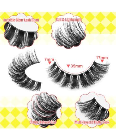 ALICE Cat Eye Lashes D Curl Russian Strip Lashes 17mm Fluffy False Eyelashes Clear Band Eyelashes Dramatic Faux Mink Lashes 8 Pairs 9 Pairs- P9 - Buy Online on GoSupps.com