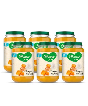 Olvarit Pumpkin Chicken Rice baby food for babies from 8+ months 6x200 grams baby food in a meal jar