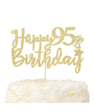 LOVENJOY Happy 95th Birthday Cake Topper Gold Glitter Hello 95 and Fabulous Cake Decoration 95 & Happy Birthday