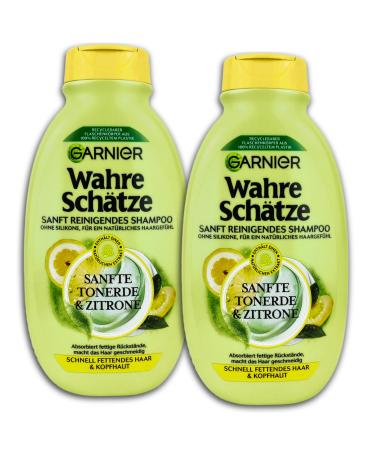 Garnier Garnier Wahre Sch tze Clay and Lemon Shampoo 2-Pack - For a naturally soft feel on hair - Silicone-free - 2 x 250ml