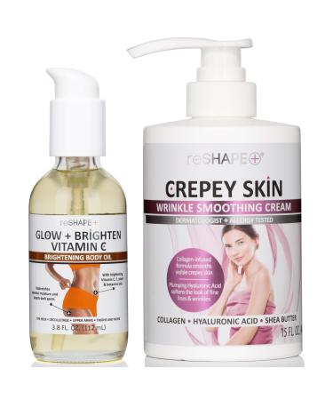 Reshape+ Crepey Skin Wrinkle Smoothing Cream + Vitamin C Brightening Body Oil Set
