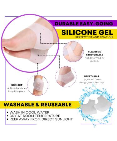 KANGBELLY Heel Protectors - 5 Pairs Gel Cups for Heel Pain Relief, Plantar Fasciitis, Cracked Heel Repair - Silicone Pads for Blister Prevention, Spur Cushion Inserts - Women and Men (White) - Buy Online on GoSupps.com