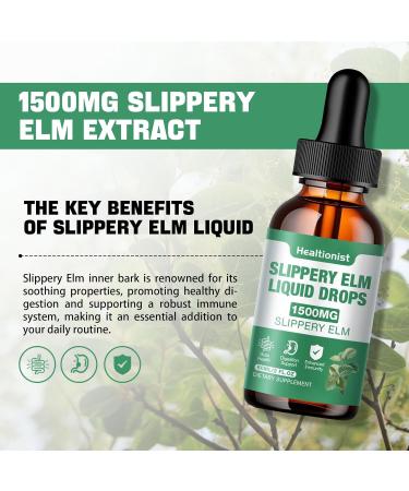 2 Pack Organic Slippery Elm Liquid Tincture 1500MG - Digestive & Immune Support Vegan Alcohol & Sugar Free - 4 Fl Oz - Buy Online on GoSupps.com