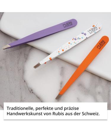 Rubis Slanted Non-Slip Tweezers for Eyebrow Plucking - Orange | Premium Precision & Comfort - Buy Online on GoSupps.com