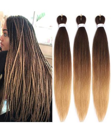 Xtrend 26 Inch EZ Braids 3Packs Ombre Pre-Stretched Easy Braiding Hair Extensions for Box Braids Hair Itch Free Hot Water Setting Synthetic Fiber Hair Extensions(3Packs 1B/30/27#) 26 Inch (Pack of 3) 1B3027#