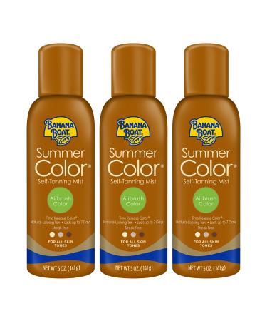 Banana Boat Summer Color Sunless Self Tanning Mist for All Skin Tones Airbrush Color Reef Friendly 5oz. - Pack of 3 Airbrush Tan