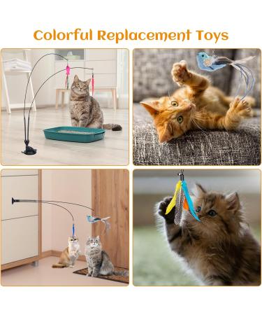 Buy Gohhme 15-Piece Interactive Cat Toy Set - Fishing Toys with Suction Cup & Feathers for Cats - Multi-Colored Blue Bird - Buy Online on GoSupps.com