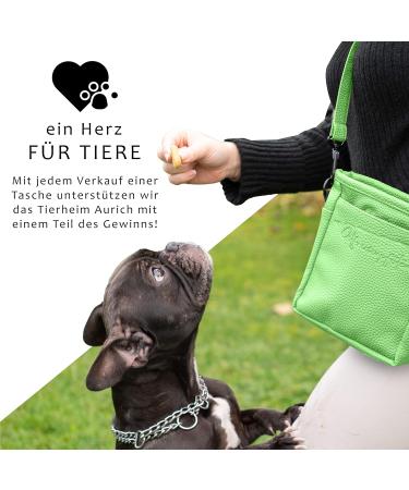 Ostfriesenpfoten Frieda Dog Treats - High-Quality Synthetic Leather Gassitasche in Green (Size L) - EasyOpen Single-Handed Lock - International Shipping Available - Buy Online on GoSupps.com