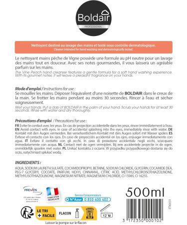  Boldair BOLDAIR - Peach Vine Hand Wash - Cleansing Moisturizing and Softening Formula - 500ml - Made in France - Buy Online on GoSupps.com