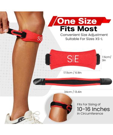 Buy Special Essentials Patellar Tendon Knee Support Strap - Adjustable Compression Brace for Pain Relief & Stability Ideal for all Sports (2 Pack Red - Buy Online on GoSupps.com