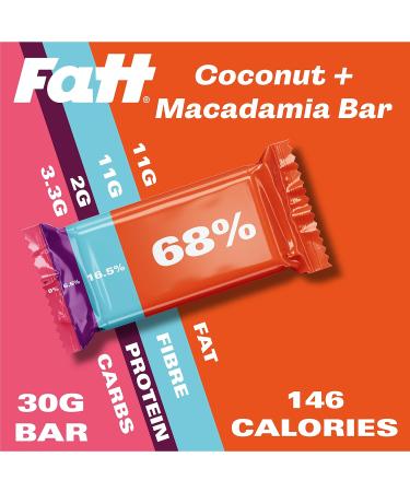 Fatt Keto Nut Bars - Coconut & Macadamia (4 count) | Low-Carb Gluten Free Snack Bars | High in Super Fats | Vegan & Sweetener Free | 3g Carbs | Pack of 1 - Buy Online on GoSupps.com