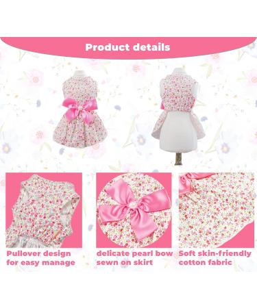 2-Pack Floral Pet Dog Dress with Bowknot in Pink & Blue - Medium Size | Cute Doggie/Cat Apparel - Buy Online on GoSupps.com