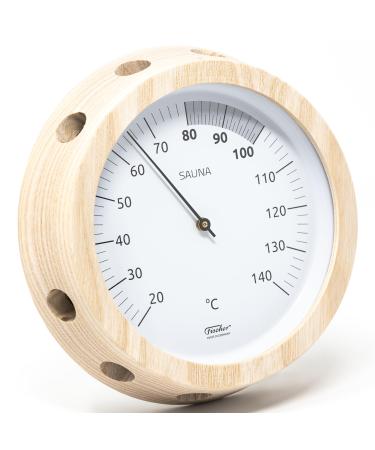 Fischer 3076.00 - Sauna thermometer - 155mm bimetal thermometer made of ash wood Made in Germany