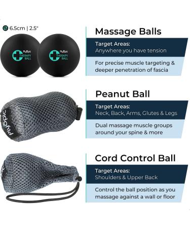 Plyopic Massageball Set - 6cm Fascia Balls & Peanut Duo-Ball Bag for Myofascial Massage Trigger Point Relief Muscle Tension Relief | International Shipping Available - Buy Online on GoSupps.com