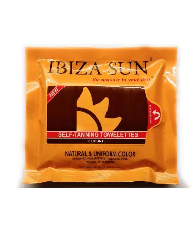Ibiza Sun Organic Self Tanner Wipes - 100% Raw Ingredients, Paraben & Cruelty-Free, Vegan Formula - 8 Count for Face & Body - Buy Online on GoSupps.com