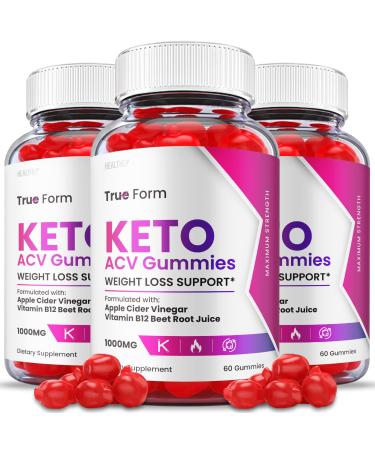 (3 Pack) True Form Keto Gummies - Official Formula Vegan - True Form Keto ACV Gummies True Form Keto Gummies Plus ACV Apple Cider Vinegar Vitamin B12 Beet Root Juice Keto Gummies (180 Gummies) 180 Count (Pack of 1)