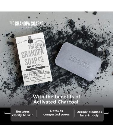 The Grandpa Soap Company Charcoal Bar Soap with Hemp Oil and Mint Oils - 2 Pack | Vegan Face & Body Soap for Men & Women - 4.25 oz - Buy Online on GoSupps.com