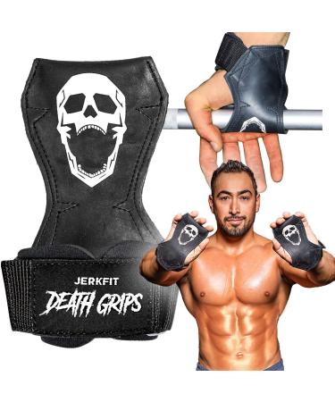 JerkFit Death Grips, Lifting Straps for Deadlifts, Pull Ups, and Heavy Shrugs, with Padded Support, Palm Protection & Increased Grip for Heavy Pull Lifts Medium