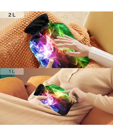 Colorful 1L Hot Water Bottle with Plush Cover - Ultimate Winter Heater for Kids Men & Women - Buy Online on GoSupps.com