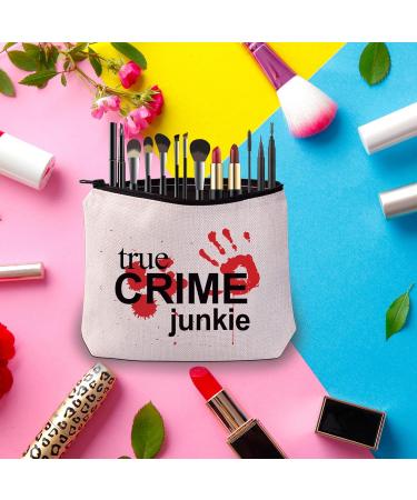 PWHAOO True Crime Junkie Horror Cosmetic Bag - Perfect True Crime Gift for Murderinos | Halloween Day Gift | International Shipping - Buy Online on GoSupps.com