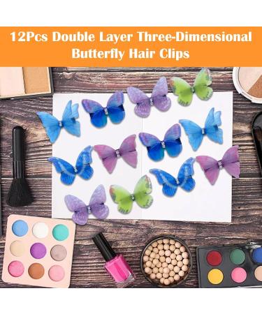 12 Pieces Butterfly Hair Clips for Girls Realistic Butterfly Snap Hair Clips Colorful Glitter Butterfly Barrettes Cute Hair Accessories for Teens Girls Women - Buy Online on GoSupps.com