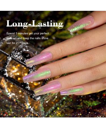 RARJSM Shell Glitter Top Coat Gel Nail Polish Set - 6 Iridescent Colors for Home Salon - Clear Green Purple Red Blue - Glossy Mirror Shine - Soak Off LED UV Curing - Buy Online on GoSupps.com