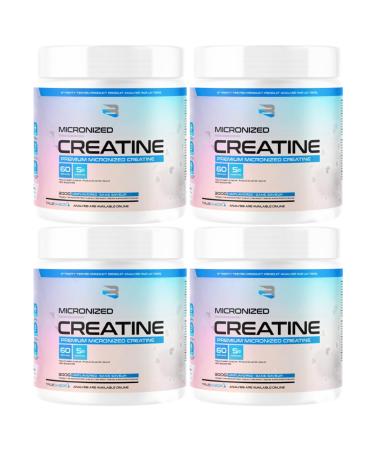 Believe Supplements Micronized Creatine Powder | 5g Vegan Micronized Creatine Monohydrate Powder | Increased Muscle Mass Improved Strength Power & Performance | 240 Servings 1200g (Pack of 4)