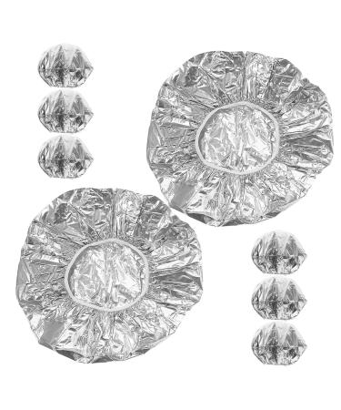 Sewroro Lot de 8 Bonnets Chauffants en Aluminium Argent R utilisables pour Soin Capillaire Profond Thermique Uniforme Bonnet lastique L ger pour Cheveux Longs et Boucl s Accessoires