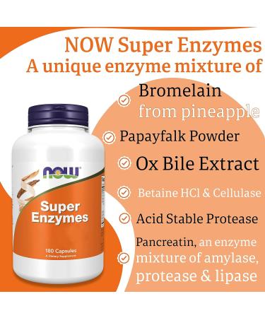 Now Foods Super Enzymes 180 Capsules - Lab-Tested Enzyme Blend - Gluten & Soy Free - Buy Online on GoSupps.com