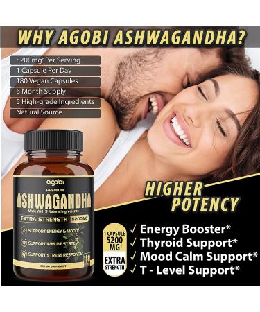 Premium 5in1 Ashwagandha Capsules | 5200mg Equivalent | Turmeric, Rhodiola Rosea, Ginger, Black Pepper | Strength & Spirit Support | 180 Caps - 6 Months - Buy Online on GoSupps.com