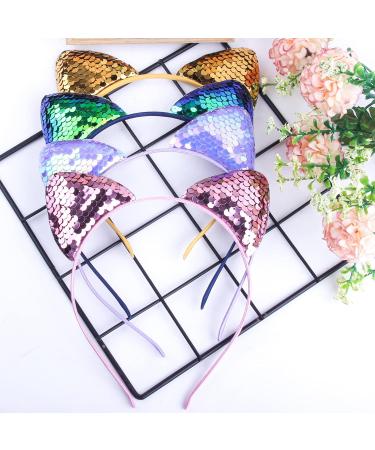 REQO 18 Pieces Cat Ears Headbands Set Cute Glitter Cat Head Accessories Flashing Girls Sequins Headdress Party Supplies For Night Clubs Raves Concert Party Christmas Halloween Adults Kids child - Buy Online on GoSupps.com