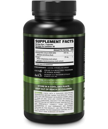 KSM-66 Ashwagandha Root Extract - 5% Withanolides | Natural Stress Relief, Cognitive Function, Vitality, Mood Support | 60 Veg Caps - Buy Online on GoSupps.com