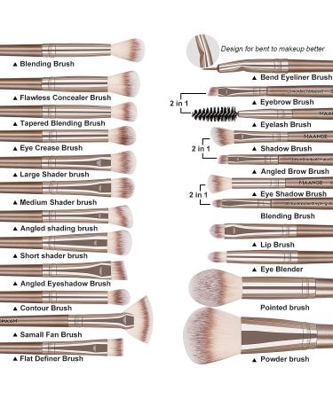 20 Pcs Professional Makeup Brushes Set - Foundation Eyeshadow Blush Brushes - Travel Kabuki Blending Concealers Face Powder Eye Makeup Brush Sets with Gift Box - Champagne - Buy Online on GoSupps.com
