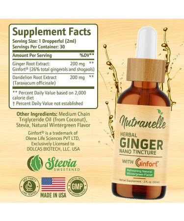 Nutranelle Herbal Nausea Nano Tincture with Ginfort - Upset Stomach Relief Supplement - 2 fl oz - Buy Online on GoSupps.com