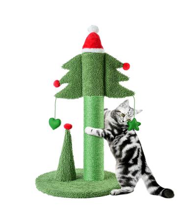 BOLUO Cat Scratching Post Tall Ceder Christmas Cat Trees for Adult Large Cats Scratcher Cute Toy Kitten Kitty Sisal Scratch with Teaser Ball Indoor Outdoor 31 inch