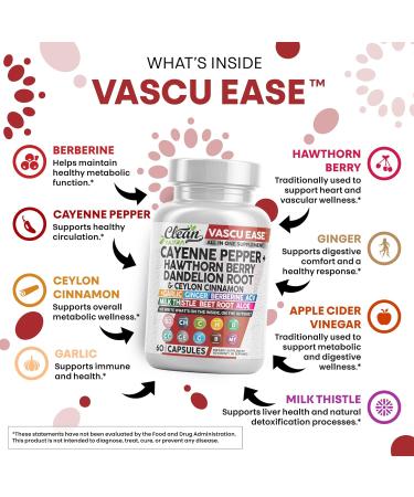 Clean Nutra Cayenne Pepper Capsules Supplement with Hawthorn Berry Dandelion Root Ceylon Cinnamon Garlic Ginger Berberine Apple Cider Vinegar Milk Thistle Beet Root Aloe Vera Pills & More - Buy Online on GoSupps.com