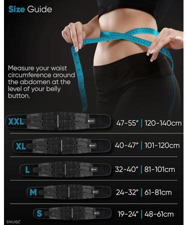 SNUGL Lower Back Support Belt for Women and Men - XXL Black | Sciatica Pain Relief, Lumbar Brace for Straight Posture - Buy Online on GoSupps.com
