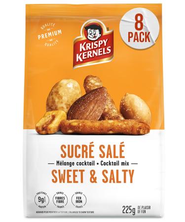 Krispy Kernels Sweet & Salty Cocktail Mix Premium Quality Mixed Nuts Rich in Fibre Iron & Protein Freshly Roasted Peanuts Delicious Snacks for Road trips Picnics Hikes Movie Night - 8 x 225g Sweet & Salty Mixed Nuts